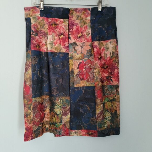 Lily by Firmiana Patchwork Print Skirt Multicolor Wrap Front Boho Womens XL NWT - Picture 4 of 12